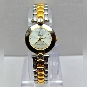 Womens Vintage Salvi 18K Gold Plated Watch 334362 Silver Two Tone New Battery